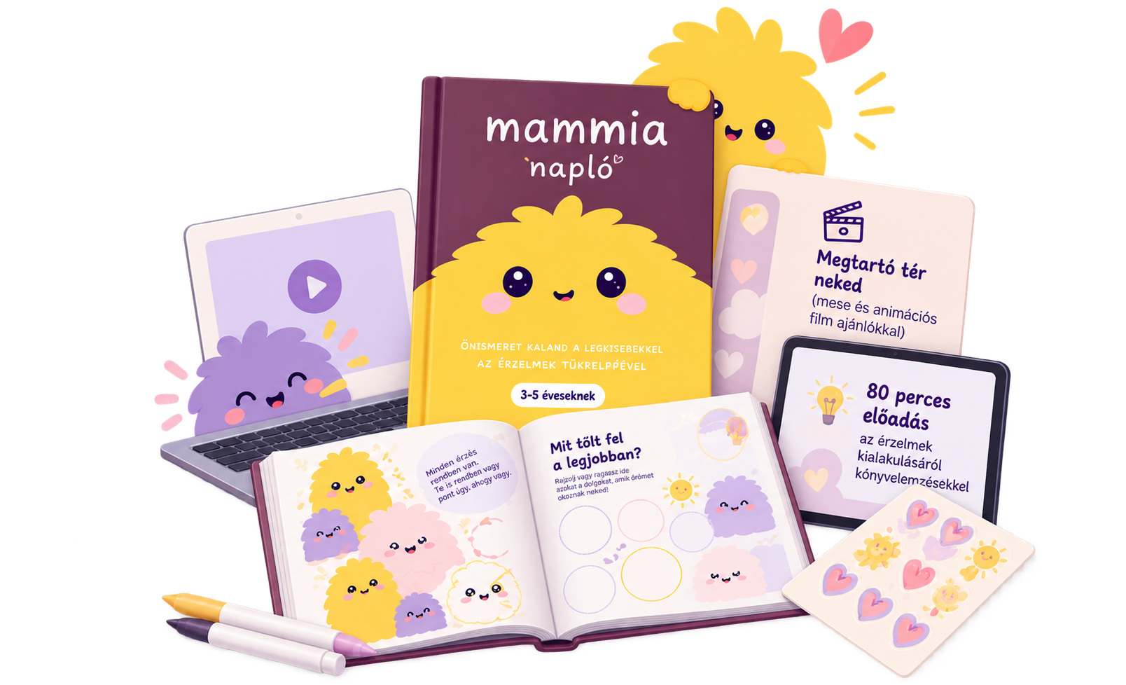 Mammia csomag: napló, munkafüzet, matricák és online előadás